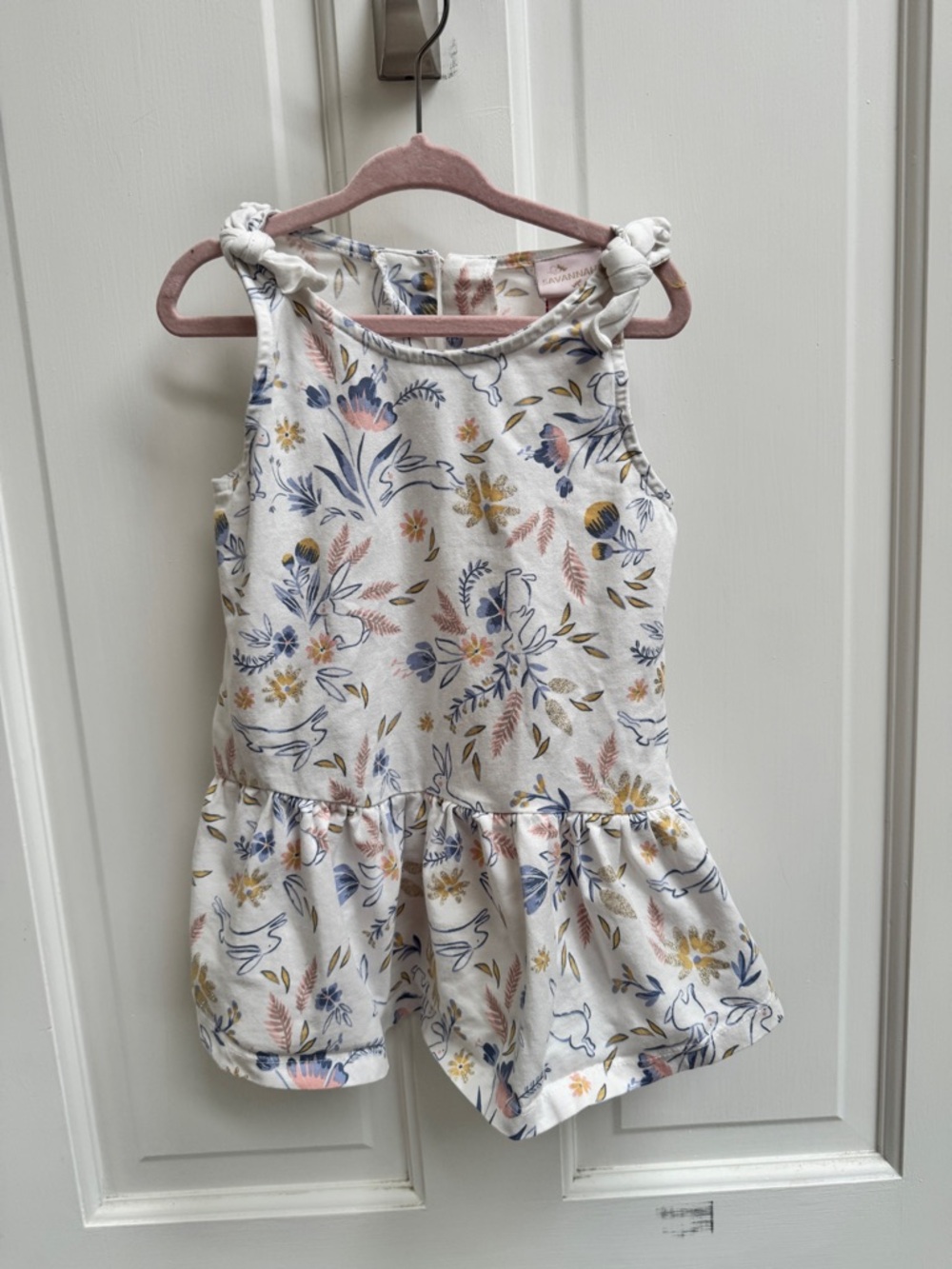 Savannah 5T Girls Floral Easter Bunny Sleeveless Blouse Top Shirt